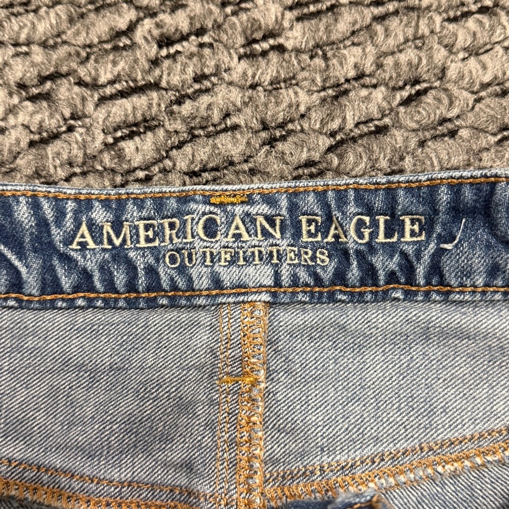 American Eagle Denim Mini Skirt Womens 4 Distressed Raw Hem Classic Festival Y2K - Picture 4 of 6